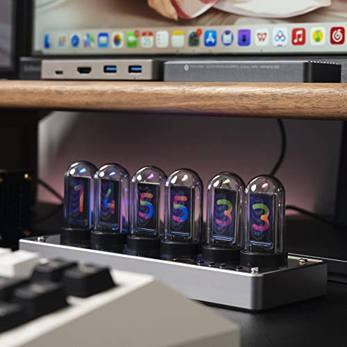 Clocteck Nixie Tube Clock Ips Digital Clock For Bedroom, Easy Alarm Settings And 12/24H Display - A Retro Gift To Decorate Your Desk And Bedroom #TOP2