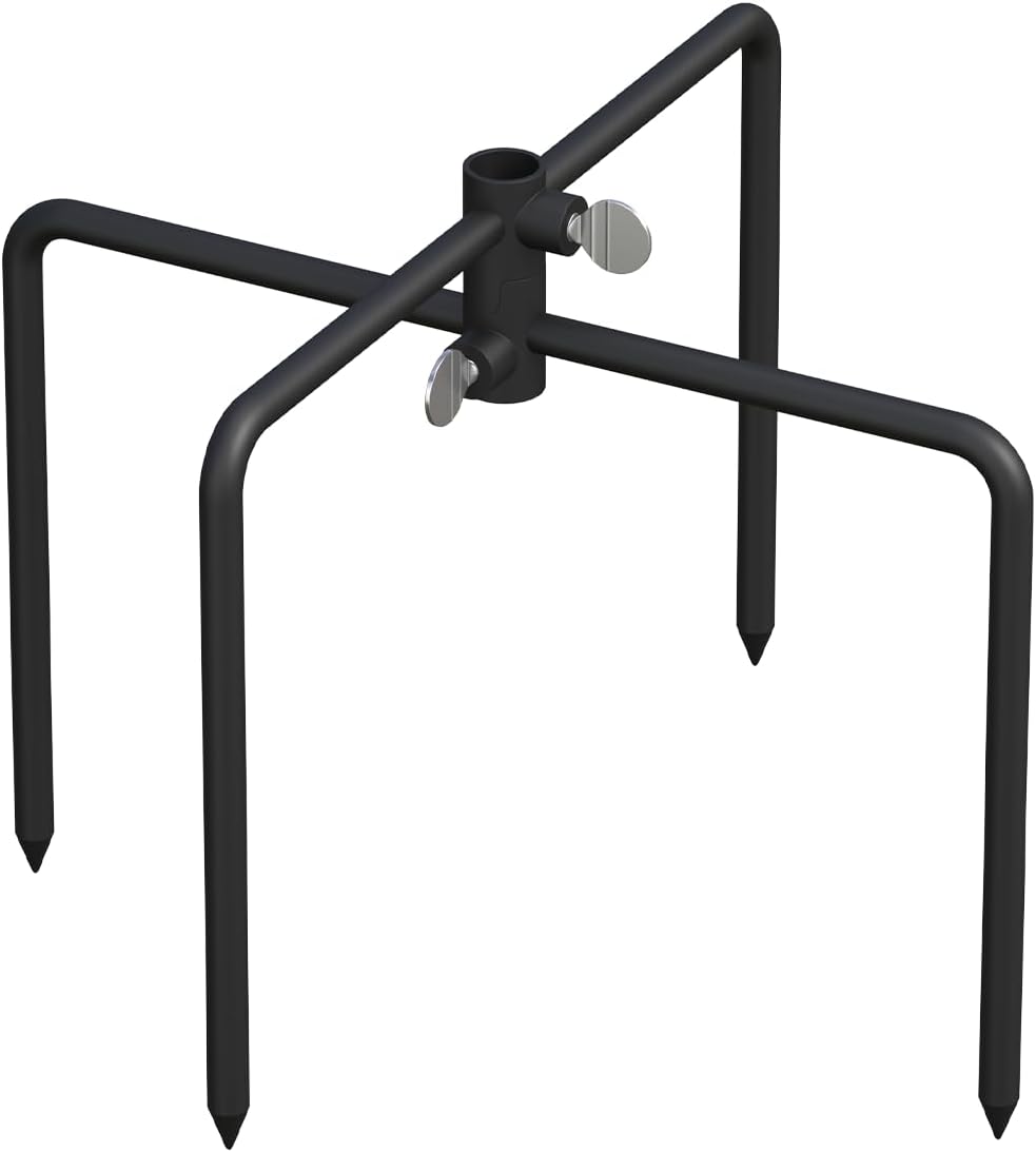 Mocomax Pole Stabilizer Stand Base Applies to 0.74" to 1.06" Shepherds Hook, Outdoor Bird Feeder Pole Stabilizer Support with 4 Prongs, Metal Holder Base for Birdhouse, Flagpole, Umbrellas, Black