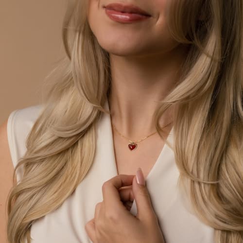 Joxevyia Carnelian Crystal Heart Necklace Raw Stone Healing Crystals Dainty Heart Gemstone Gold Pendant Necklace Anniversary Birthday Valentines Gift for Her2