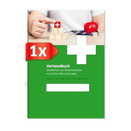 PRIMUS PRINT Verbandbuch - Unfallbuch - Erste-Hilfe Dokumentation - Meldebuch DSGVO konform - A5 Format - Ringösenheftung und Abrissperforation - Gewerbe, Arbeit und Erste-Hilfe-Maßnahmen [Einzeln]