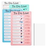 4 Stück Checklist Boards, Tragbare To Do List Checklist Board mit 10 Blanko Papier, Wochenplaner Abnehmbare Aufgabenlistentafel zur Erinnerung an den Planer