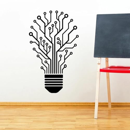 Vinilo Decorativo Pared Circuito Bombilla LED Negro 93x56cm miniatura 2