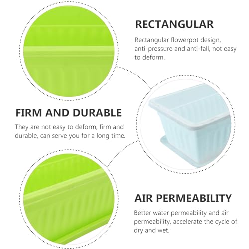 Pots de plantation rectangulaires UKCOCO 400 en plastique avec plateaux x2 - 8