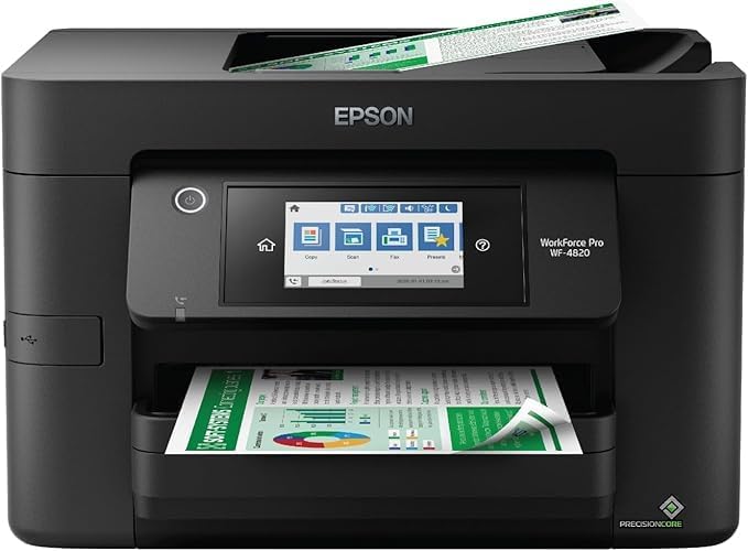 EpsonWorkforce Pro WF-4820 Wireless Color Inkjet Printer, Black, Large