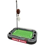 Pets First Nebraska Cornhuskers Football Field Cat Scratcher Toy - 5-in-1 Interactive Cat Wand, Ball, Bell, Catnip Filled Plush Football & Feathers