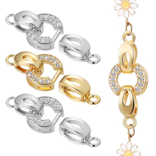 El Mejor Listado de Cierres para bisutería al mejor precio. 49 SEWACC 4piezas Cierres Para Joyería De Broches De Pulsera Y Collar Conectores Para Diy Cierres De Electrochapado Multiusos Para Manualidades
