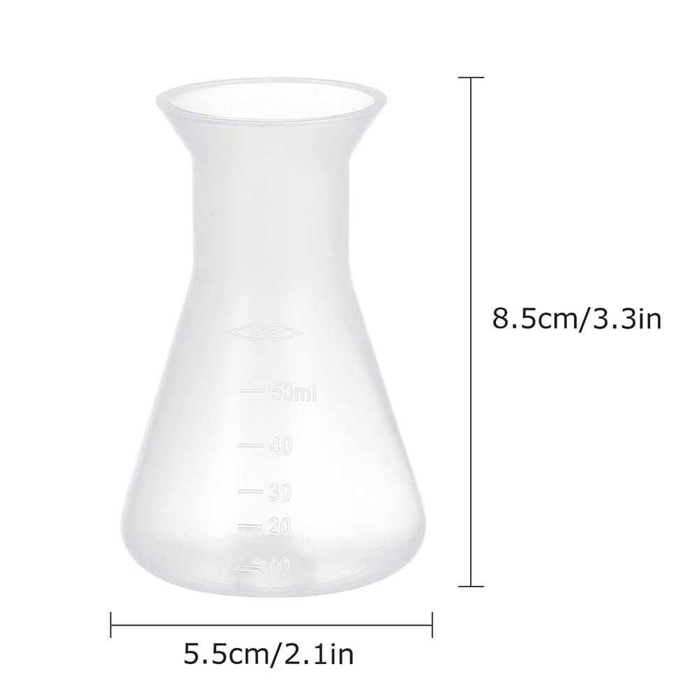 Set de Matraces Erlenmeyer - 6 Piezas Matraces Cónicos de Plástico para Experimentos de Laboratorio con Graduaciones Precisas