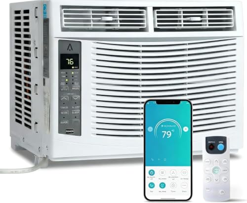 6000 BTU Window Air Conditioner with WiFi, Window AC Unit Cools Up to 250 Sq. Ft., Energy Saving with Remote & App Control & Timer Function, Perfect for Small Rooms, Living Room, Office