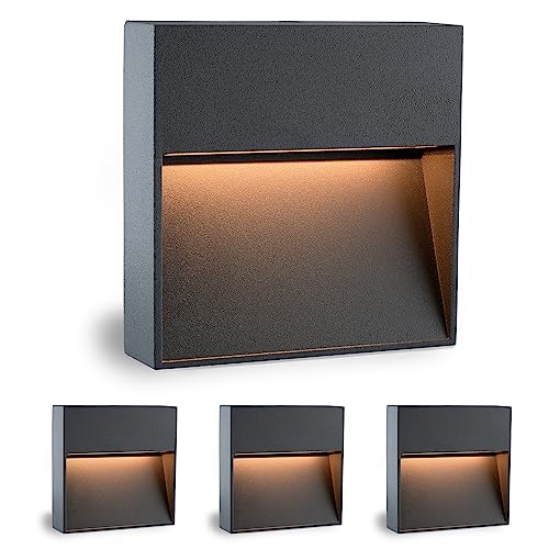 SSC-LUXon 4 Stück LED Design Wandleuchte KEILA anthrazit - Wand- & Treppenleuchte IP54 für Außen & Innen 1,7W warmweißes Licht SSC-LUXon 4 Stück LED Design Wandleuchte KEILA anthrazit - Wand- & Treppenleuchte IP54 für Außen & Innen 1,7W warmweißes Licht