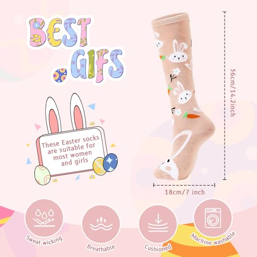 American Trends Bunny Socks for Women Knee high Soccer Socks Casual Cute Carrot Rabbit 2Pack One Size