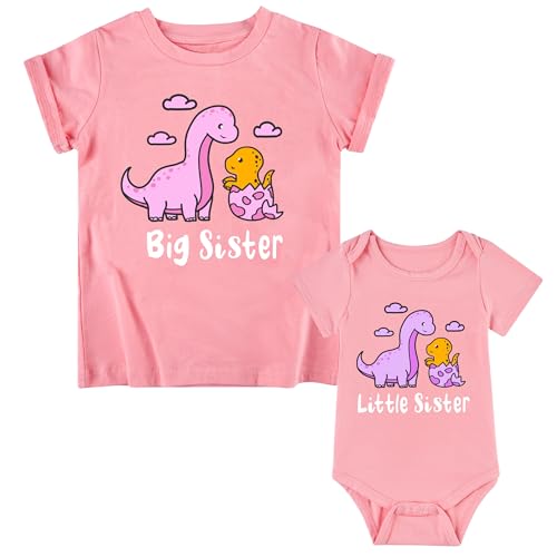 Image of Funnycokid Big Sister Little Sister Matching Outfits Toddler Girl Shirt Newborn Clothes