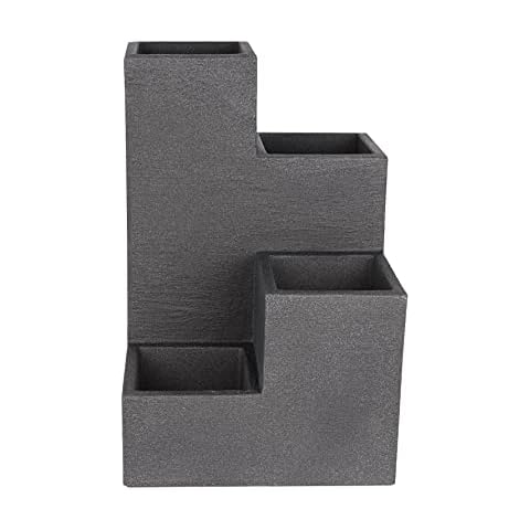 BigDean Blumentreppe in Granitstein-Optik - modernes Hochbeet in Anthrazit - 60x40x40 - Blumenkübel für Terrasse & Balkon - Kräutertreppe frostsicher & wasserdicht Cover