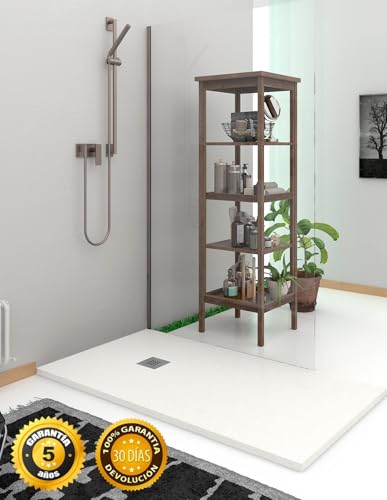 Receveur de douche en résine extra plate à quartz. Texture ardoise antidérapante. Charge minérale. Blanc RAL : 9003 75 x 100 cm