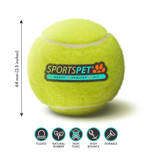SPORTSPET Tennisbälle für Hunde – extra federnd – ungiftig – langlebig – schwimmt (Tennisbälle Standard (12er-Pack) (64 mm)