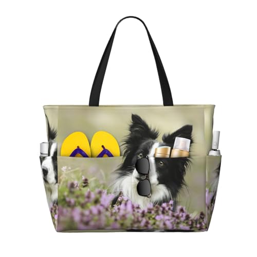 Sac à bandoulière Border Collie spacieux avec poignées robustes pour un porté épaule confortable