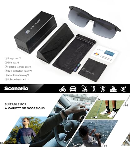 Image of ANYLUV Polarized Sunglasses for Men Carbon Fiber Sunglasses with UV400 Protection for Fishing Driving Gift