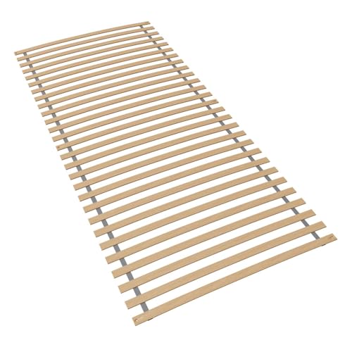 Sleepneo Rollrost 90x200, fertig montiert und gerollt, 28 Latten, Blauer Engel Zertifiziert, Lattenrost 90 x 200 cm aus Buchenholz, Traglast 130kg