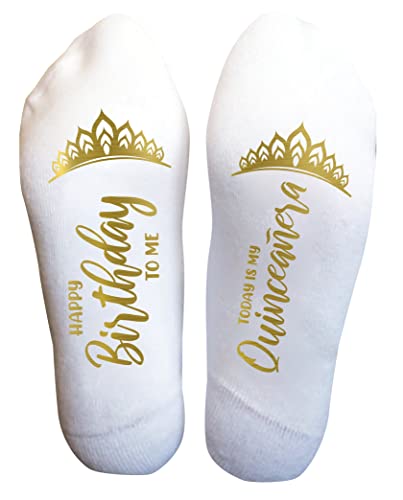 Mis Quince Funny Socks for Teen Girls, 15th Birthday Quinceaera Gift, Personalized Party Favor