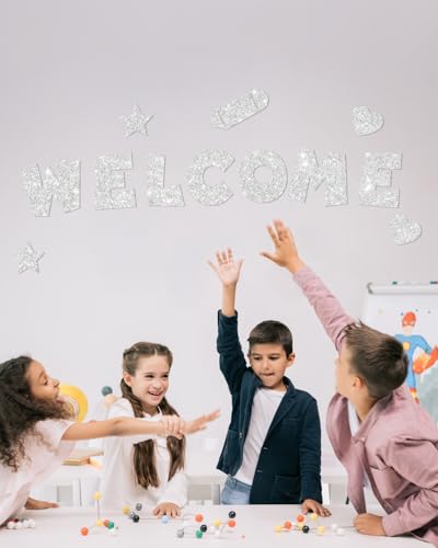 Image of 243 Pcs Glitter Bulletin Board Letters, Numbers and Punctuation 4 Inch
