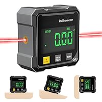 4-Seitiger Magnetischer Digitaler Winkelmesser mit Laser, Digitale Wasserwaage, Winkelmesser Digital Digital Protractor with Magnetic Base für Holzbearbeitung, Bau, Dekoration und DIY (A) (A)