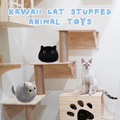 Bekrgwiy 2Pcs Black Cat Plush Toy Gray Cat Plush Toy Pillow, Soft Plush Doll Cat Plushie Cat Pillow, Stuffed Animal Cat Plush For Kids, Baby Plush Toys Cat Shape Design Sofa Pillow Decoration Doll #TOP6