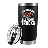 Panvola Easily Distracted by Old Pickup Truck Classic Car Lover Gifts Vintage Cars Vacuum Insulated Tumbler with Straw and Removable Lid 20 oz Black