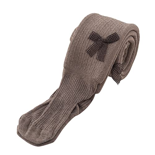 KAGAYD Girl's High Waisted Footed Dance Tights Solid Soft Unifor𝓶 Tights Knitted Pantyhose Stockings with Bow2