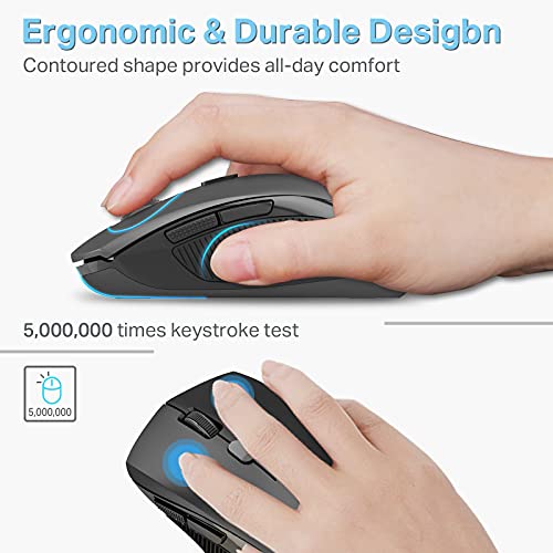 E-Yooso Wireless Mouse, Usb Cordless Computer Mouse, 18 Months Battery Life, 6 Button Wireless Mouse, 5 Adjustable Dpi, 2.4G Portable Wireless Optical Mice For Windows, Mac, Linux, Chromebook(Black) #TOP4