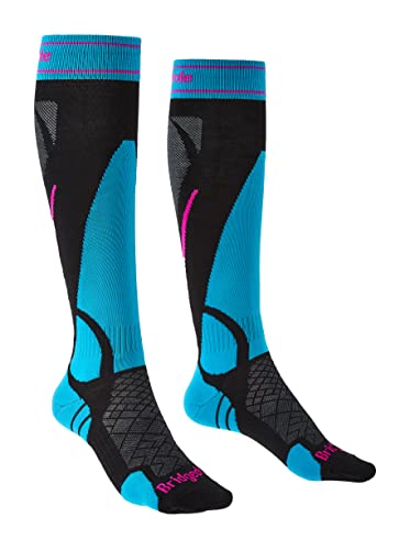 Bridgedale Women's Lightweight Ski - Merino Endurance Socks, Black/Blue, Medium #TOP2