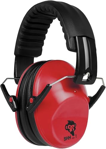 ACE SHH...! Casque Antibruit pour Enfants - Casque Antibruit Pliable - Protège-Oreilles Compact pour Filles & Garçons - Rouge