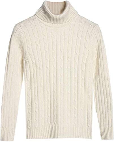 Kids' Cashmere Sweater, Turtleneck Pullover Twisted Cable Knit Sweater for Toddler Little & Big Boys Girls, White, 18-24 Month = Tag 90