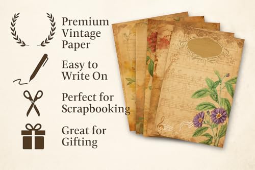 Image of G2G Vintage Journal Scrapbook Pack | 6x6 Inch 300 GSM Decorative Craft Sheets for Scrapbooking, Card Making, Journaling, Mixed Media & DIY Projects | Set of 20 Thick Sheets