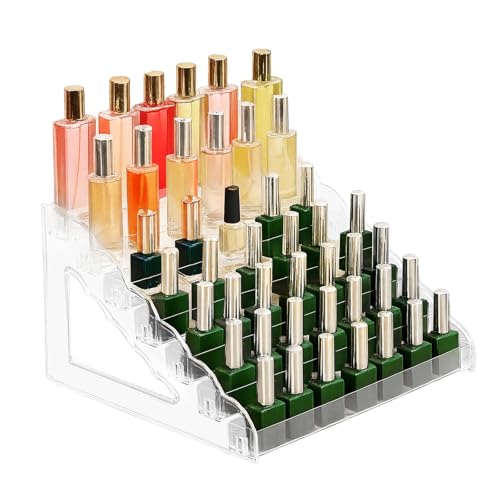 Casbomy Esmalte de uñas, soporte acrílico para sombra de ojos, soporte acrílico de 7 capas, organizador de cosméticos, organizador de pintalabios, no requiere herramientas, montaje para base, aceites