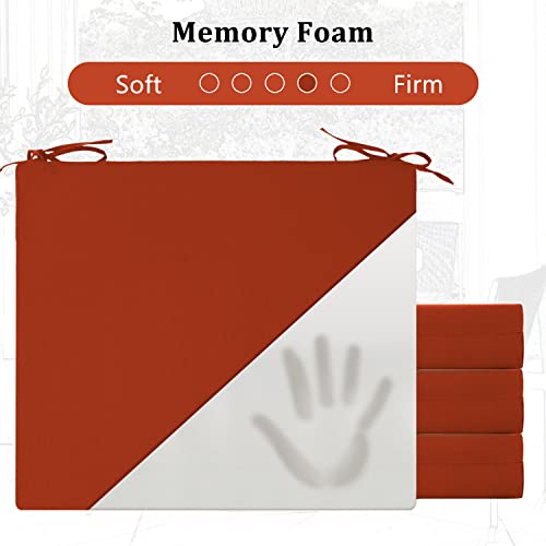 Cozyide Outdoor Chair Cushions, Waterproof Patio Seat Cushions With Adjustable Straps, Square Corner Patio Chair Cushions For Garden, Brick Red, 18.5X16X3 Inch (Pack Of 4) #TOP4