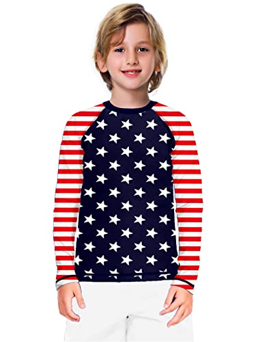 Fourth Of July Swim Shirts For Girls Long Sleeve American Flag Rash Guard Sun Protection Sufring Sun Shirts 5-6Y #TOP1