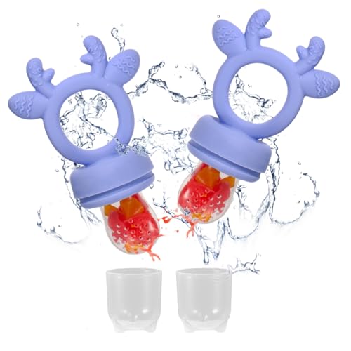 Image of 2-Pack ToiyBosm Baby Fruit Feeder/Food Feeder Pacifier, Infant Teething Toy Teether 6M+, Teething Relief, Silicone Pouch/Nipple, Baby Teething Toy Teether Weaning，BPA Free，Dishwasher Safe, Freezable