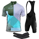Traje Ciclismo Hombre, Ropa Ciclismo Hombre Culote Bicicleta Hombre Equipacion Ciclismo Hombre Mallot y Culot MTB, Hombres de Bicicleta con 3D Gel Acolchado (PT8,S)