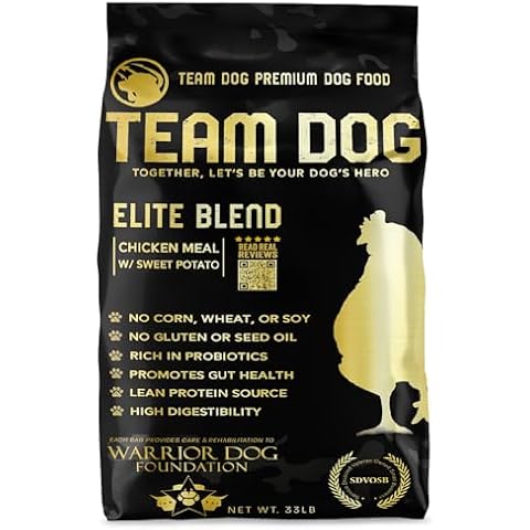 TEAM DOG Elite Blend High Protein Dog Food | Chicken Meal & Sweet Potato | For High Energy, High Performance Dogs | Easy to Digest | Gluten Free, GMO Free, No Corn, Wheat or Soy | (33 lb Dry Dog Food) Cover