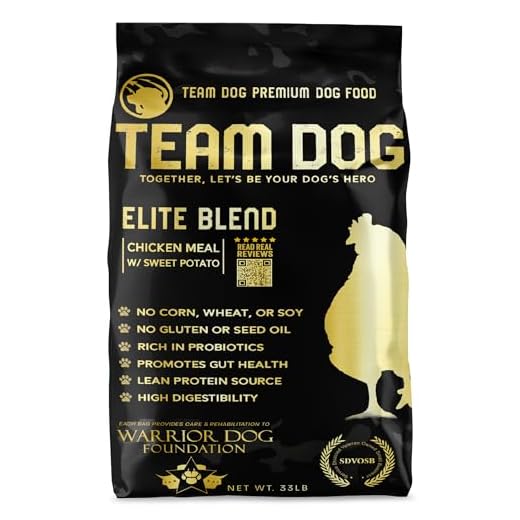 TEAM DOG Elite Blend High Protein Dog Food | Chicken Meal & Sweet Potato | For High Energy, High Performance Dogs | Easy to Digest | Gluten Free, GMO Free, No Corn, Wheat or Soy | (33 lb Dry Dog Food)