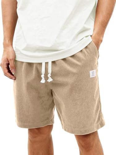 HOTake Mens Drawstring Shorts Mens Shorts Casual Corduroy Shorts Men