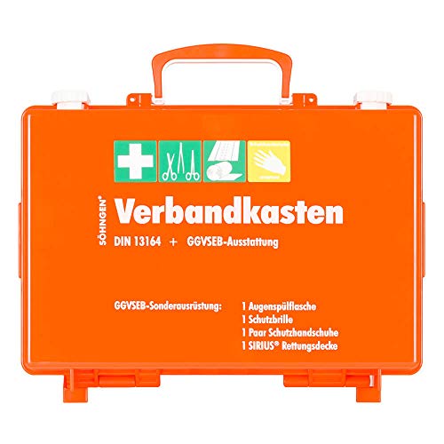 TMS PRO SHOP GGVSEB/KFZ-Verbandkasten SN-CD Söhngen, orange, mit DIN 13164 + GGVS Ausrüstung, Art.-Nr. AM50ZN655 | Verbandskasten | Notfallkoffer | Erste Hilfe Kasten