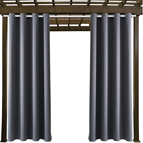 Diva En Camino Dec Outdoor Patio Curtain Waterproof Darkening Thermal Insulated Indoor Curtains For Bedroom, Porch, Living Room, Pergola, Cabana, W52 X L95, Gray, Set Of 2 Panels #TOP7