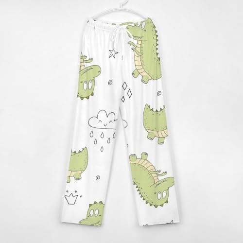 Vêtements de nuit cartoon dinosaur coupe longue fluide et poches intégrées - 4