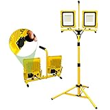 20000 Lumen Work Lights with Stand, Dual Head LED Work Light with USB & Socket, Waterproof Portable Lights with Individual Switch, Led Flood Light with 72 Inch Adjustable Metal Telescoping Tripod