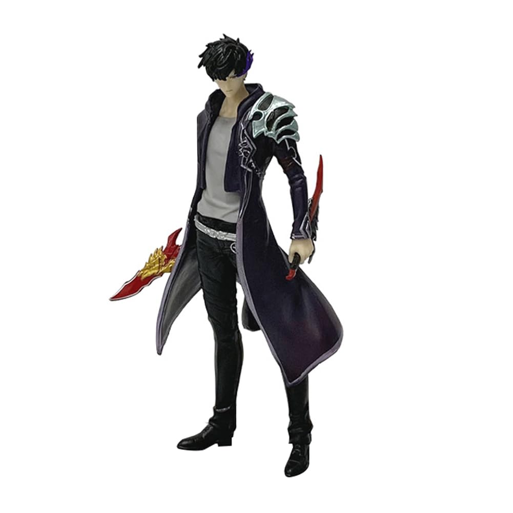 Anjinguang Sung Jin Woo Action Figure Standing Posture with Sword, Anime Sung Jin Woo Figures Combat Edition PVC Model Desk Home Decoration Collection Gift 19CM