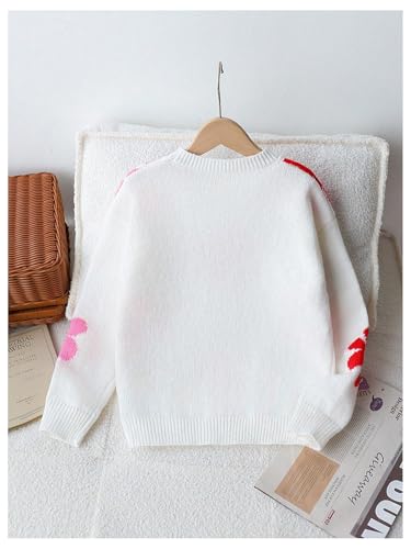 SweatyRocks Girl's Floral Print Sweaters Long Sleeve Crewneck Knitted Cute Flower Pullover Jumper2