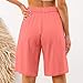 Hvyesh Bermuda Shorts for Women Knee Length Dressy Wide Leg High Waisted Pull On Womens Linen Pants Summer Casual 2025 Pink L All