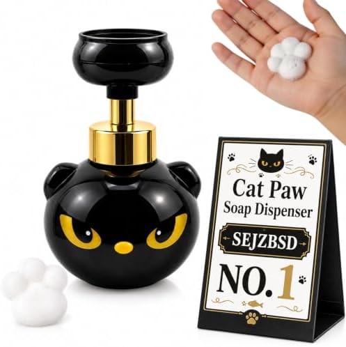 Cat Paw Soap Dispenser Print Foam Black Kitty Foaming Hand Pump