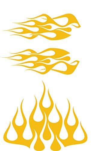 Image of STYLE1 Multi-Color Flame Decal Kit Golf Cart, UTV, RC, ATV, Mower, Motorcycle Tank (A - Small, DG23-021 Yellow)