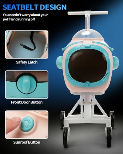 COZIWOW Dog Stroller for Dogs and Cats, Foldable 4-Wheel Pet Stroller with Temperature Display | Ventilation Fan | Anti-Irritation Design | Night Light | Cat Strollers for Daily Walks & Outdoor Use - Thumbnail 6